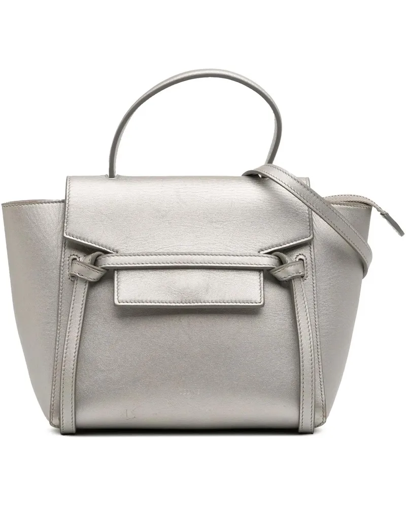 Celine Hobo Bags Nano Laminated Calfskin Belt Bag silberfarben Silber