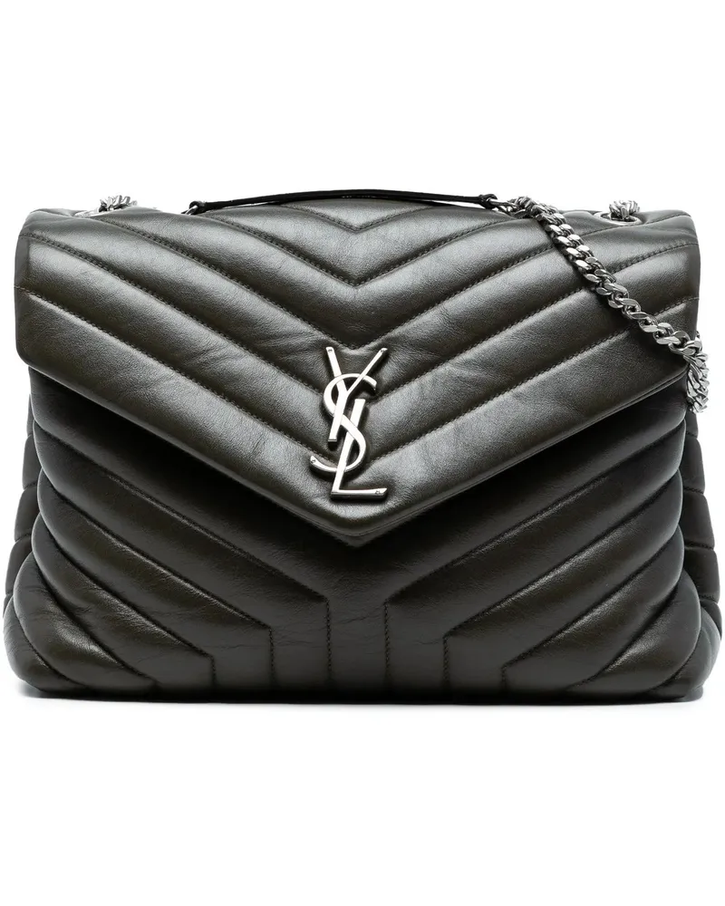 Saint Laurent Hobo Bags Medium Matelasse Leather Monogram LouLou Chain Bag grün Grün