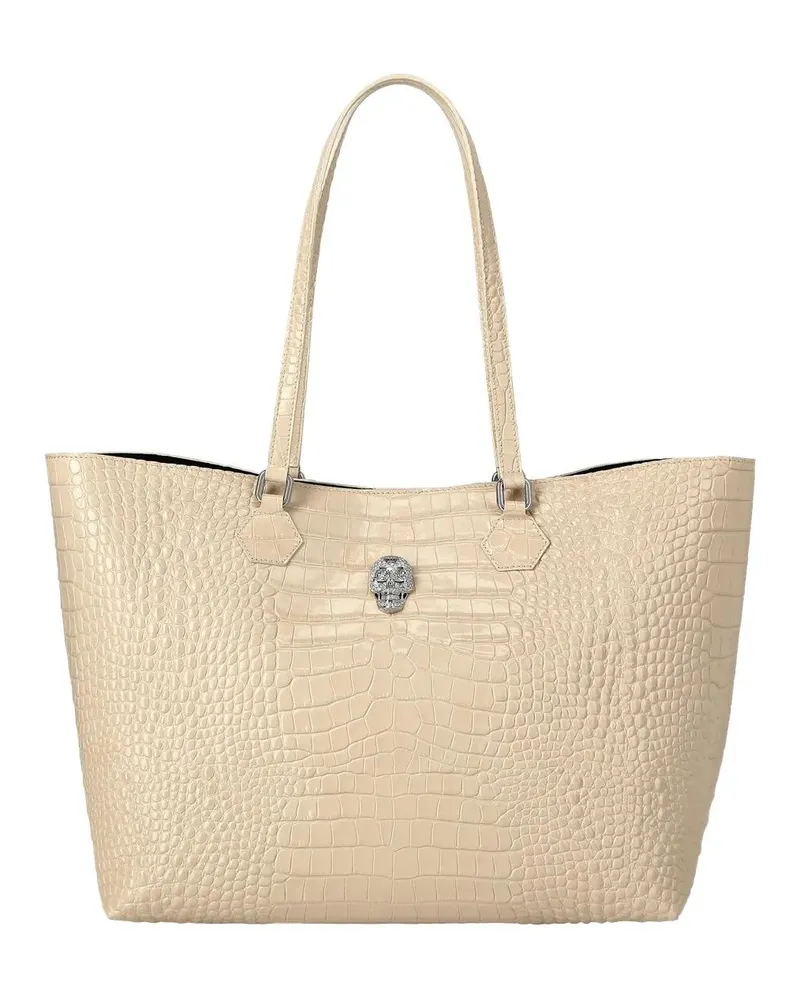 Philipp Plein Shopper Einkaufstasche Skull Mit Schmucksteinen beige Beige