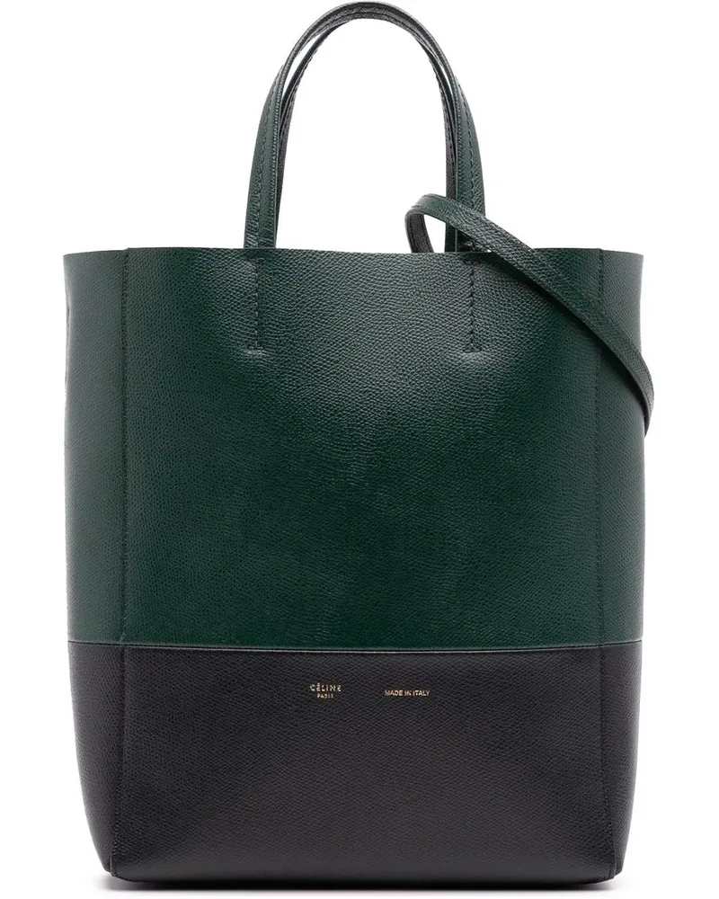 Celine Hobo Bags Small Bicolor Grained Calfskin Vertical Cabas Tote grün Grün