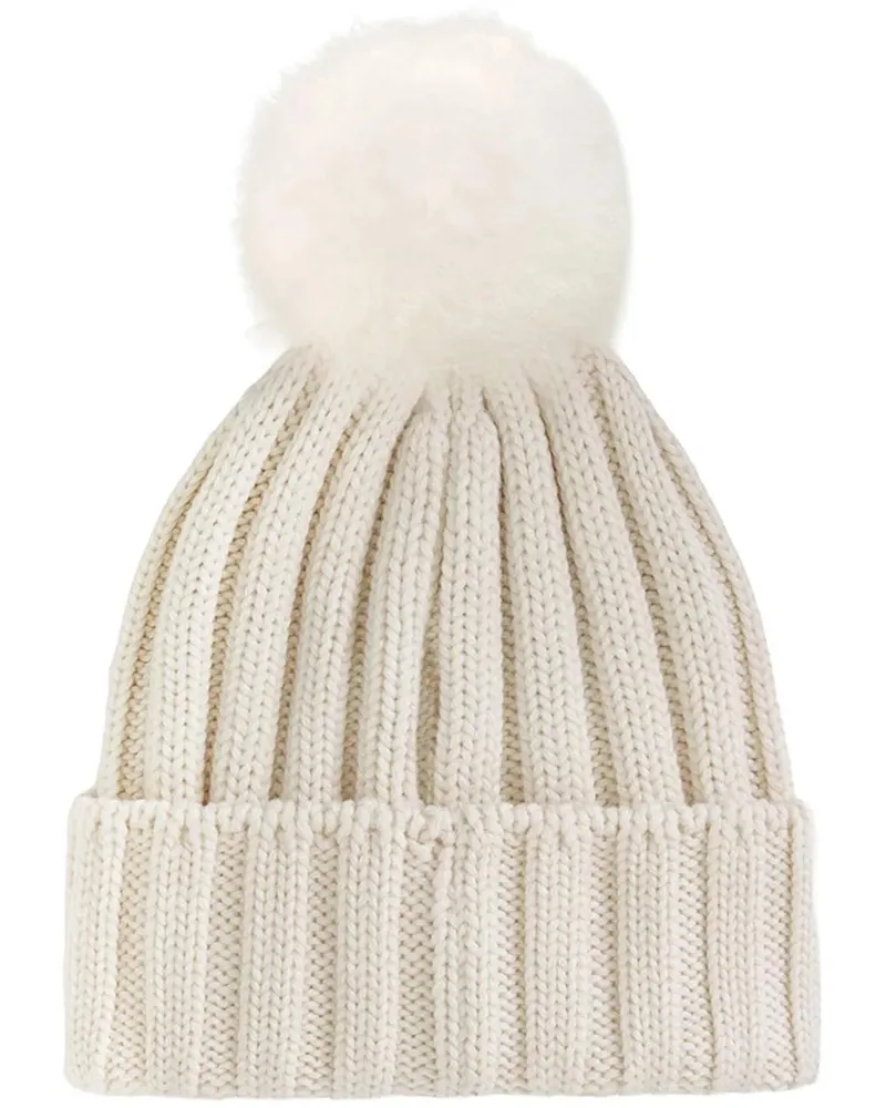 Woolrich Caps & Mützen Beanie Cash Pom Pom weiß Weiß