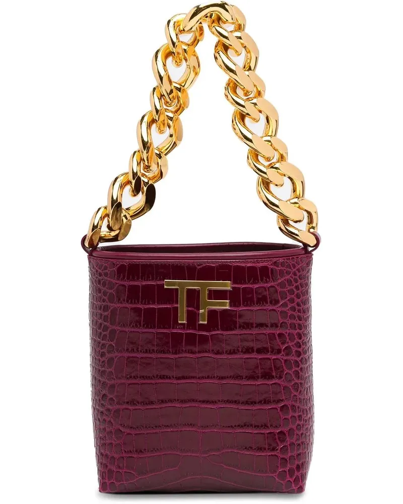 Tom Ford Hobo Bags 2010-2023 Mini Croc-Embossed Chain Bucket Bag orange Orange