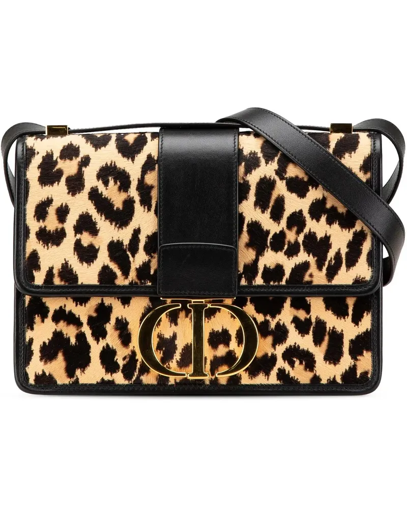 Dior Hobo Bags 2021 Pony Hair Leopard Print 30 Montaigne Flap braun Braun