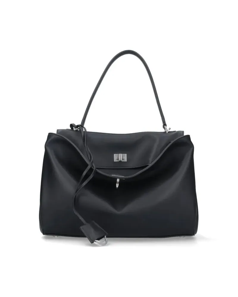Balenciaga Hobo Bags Medium Black Calf Leather Rodeo Bag schwarz Schwarz