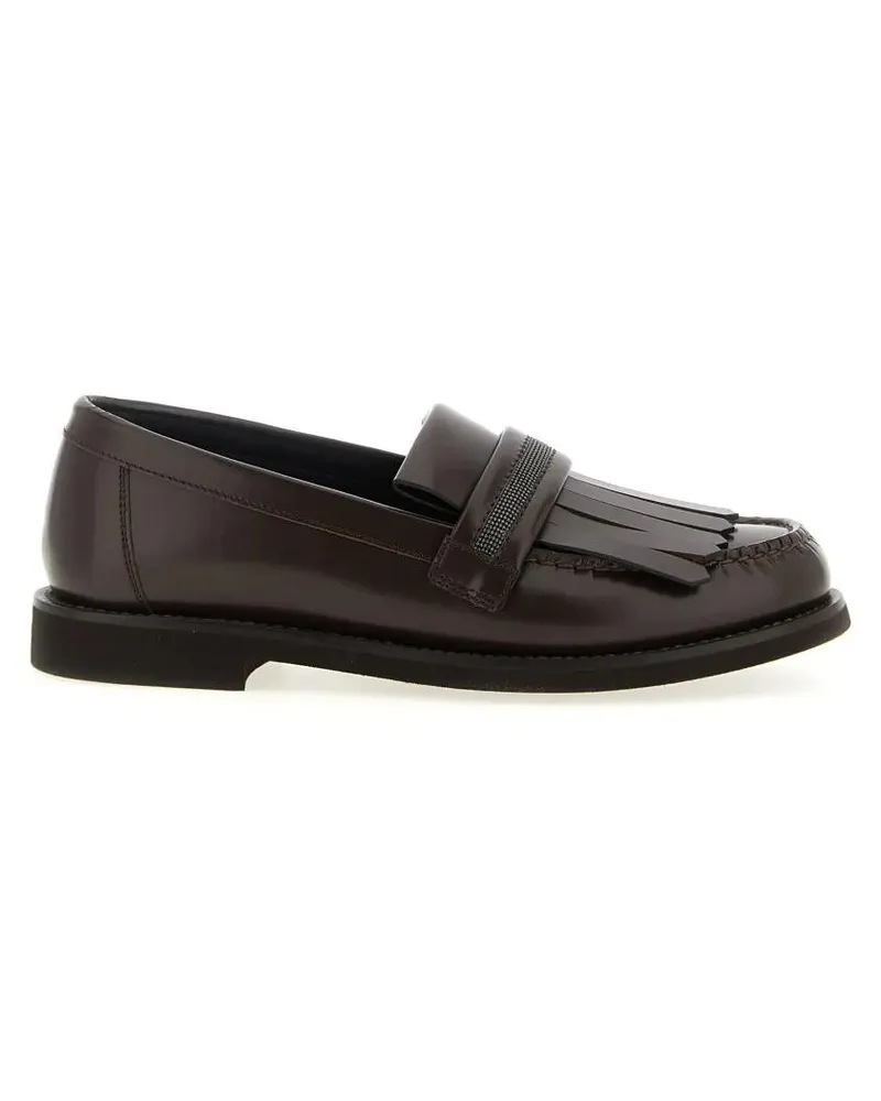 Brunello Cucinelli Leather Loafers With Monile Detail braun Braun