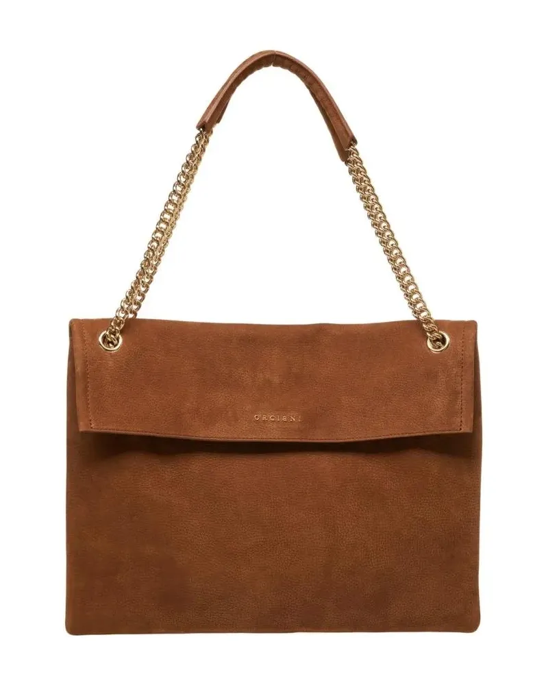 Orciani Hobo Bags Suede Shoulder Bag With Gold-Tone Chain Strap And rot Rot