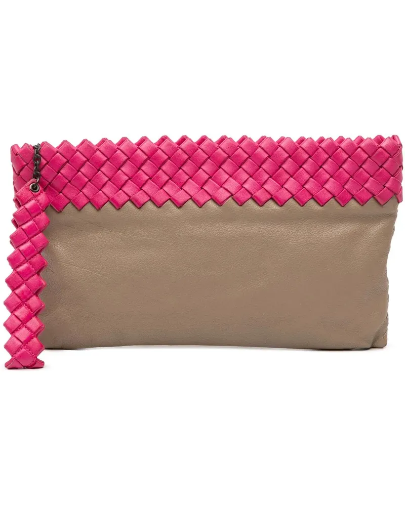 Bottega Veneta Clutches Intrecciato Trimmed Bicolor Nappa Clutch braun Braun