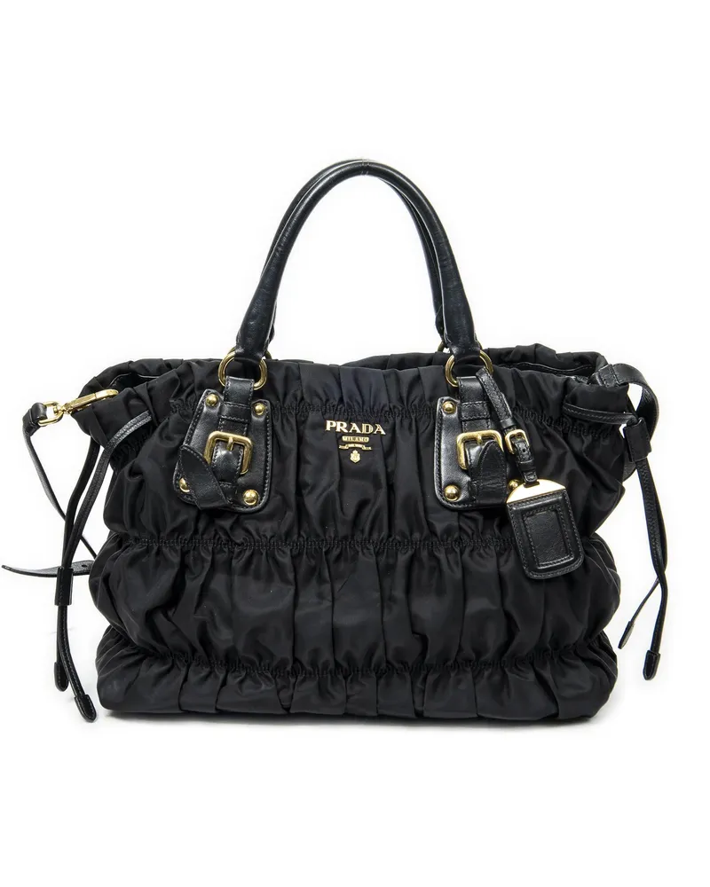 Prada Crossbody Bags Gaufre Snap Shopping Tote schwarz Schwarz