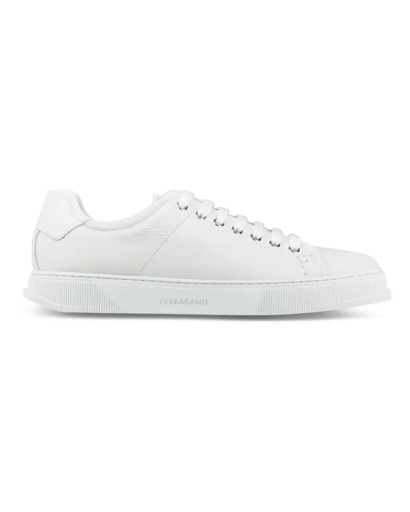 Ferragamo Low-Top Sneaker White Leather Sneakers With Classic Lace-Up Design weiß Weiß