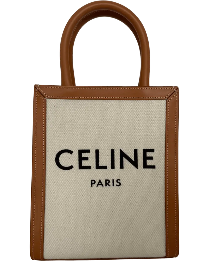 Celine Crossbody Bags  Mini Vertical Cabas handbag in canvas and l beige Beige