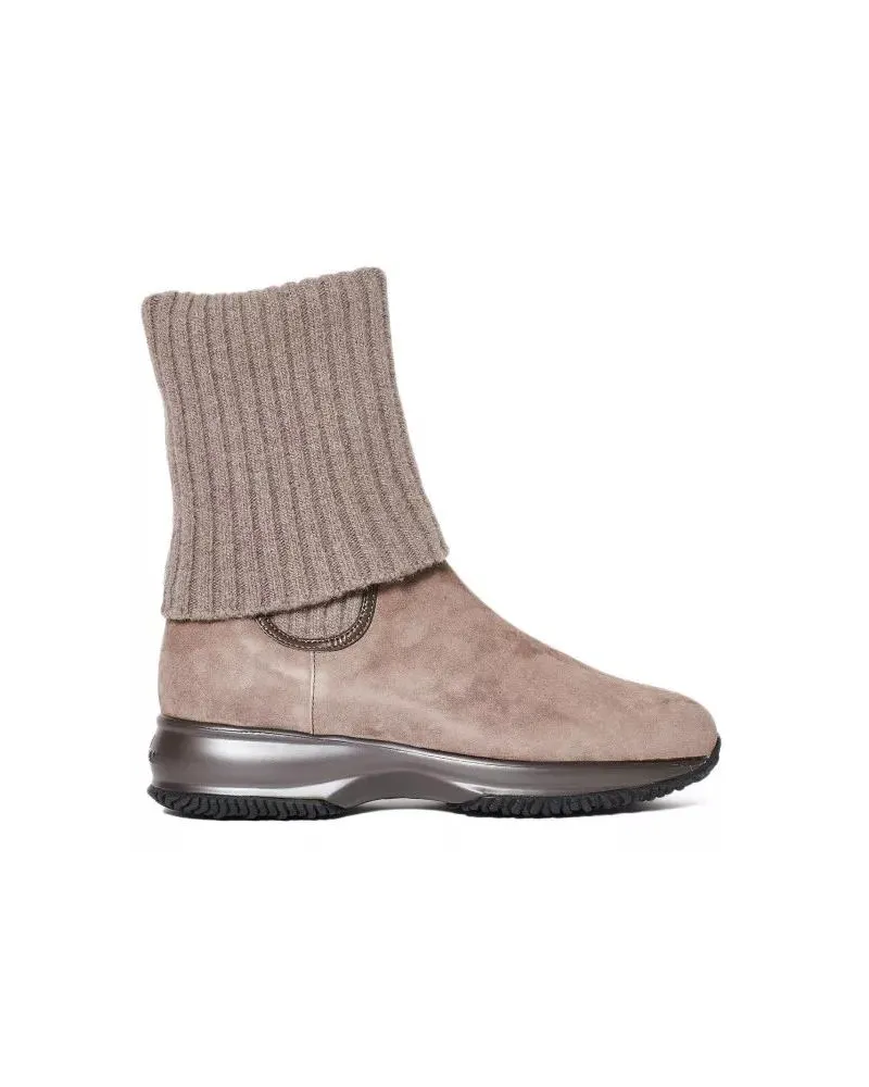 Hogan Stiefel Beige Suede Ankle Boots braun Braun
