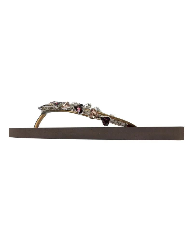 uzurii Slipper & Pantoletten Zehentrenner Heart Bronze braun Braun
