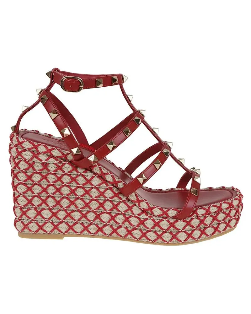 Valentino Garavani Sandalen Wedge With Calfskin Straps rot Rot