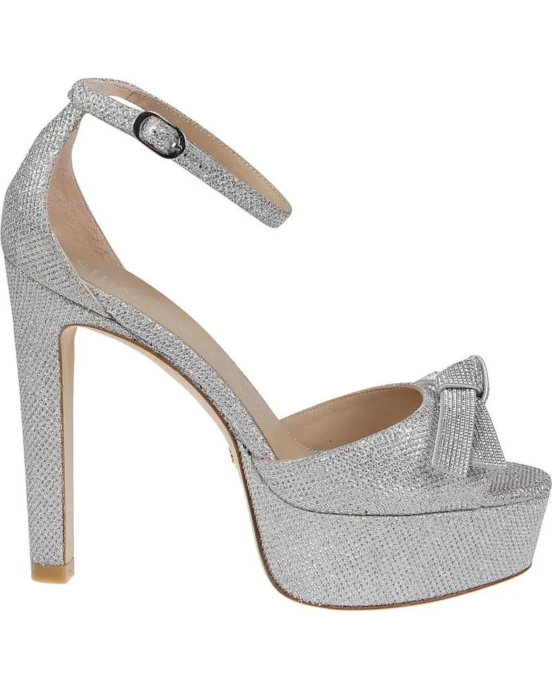 Stuart Weitzman Sandalen Discoplatform Mega Bow Sandals Metallic gunmetal Gunmetal