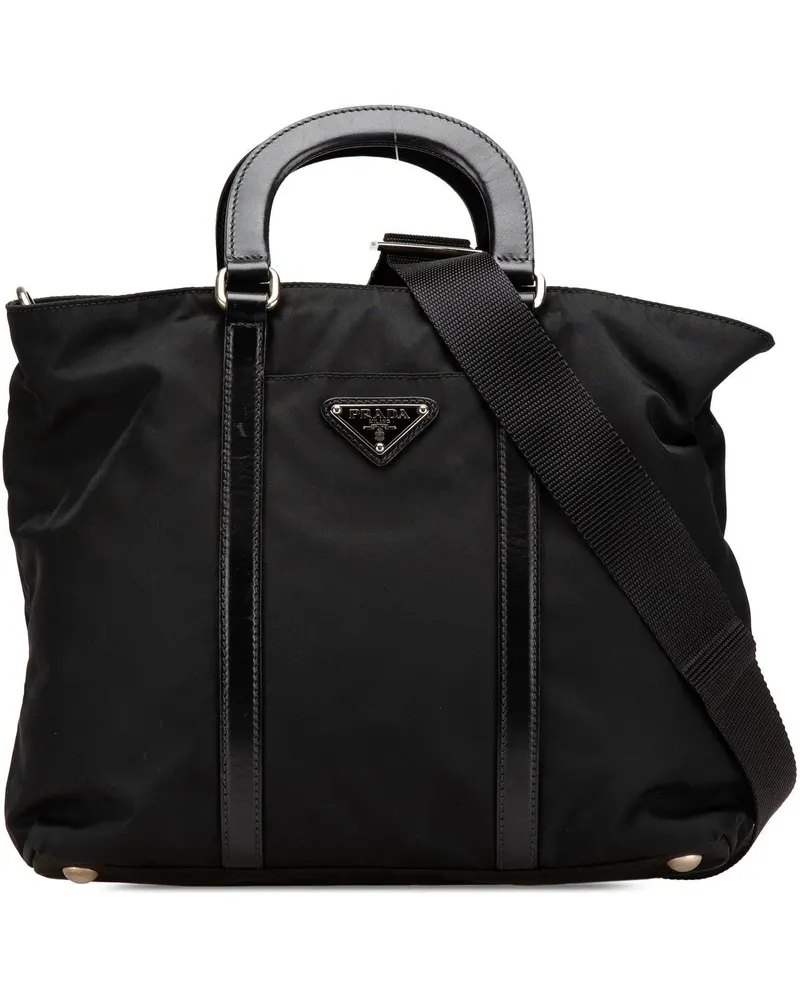 Prada Hobo Bags Tessuto Satchel schwarz Schwarz
