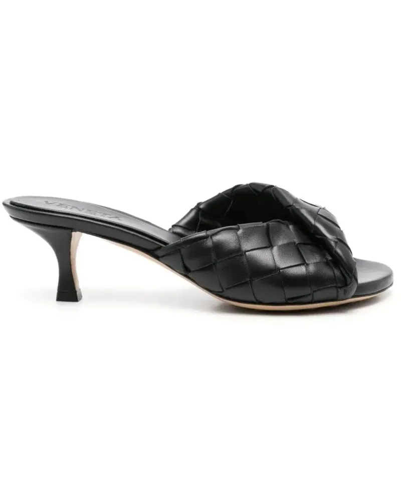 Bottega Veneta Sandalen Open-Toe Sandals With Woven Upper And Modest Heel schwarz Schwarz