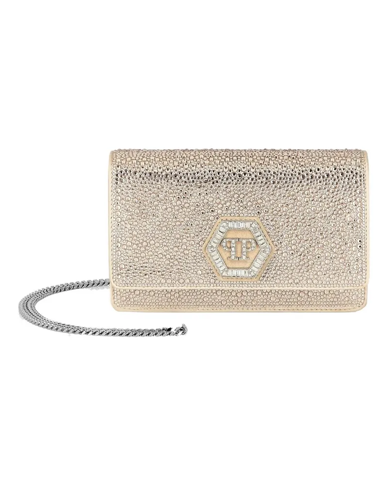 Philipp Plein Hobo Bags Klappentasche Hexagon Mit Schmucksteinen beige Beige