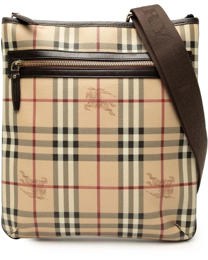 Burberry Hobo Bags Haymarket Check Coated Canvas Crossbody braun Braun