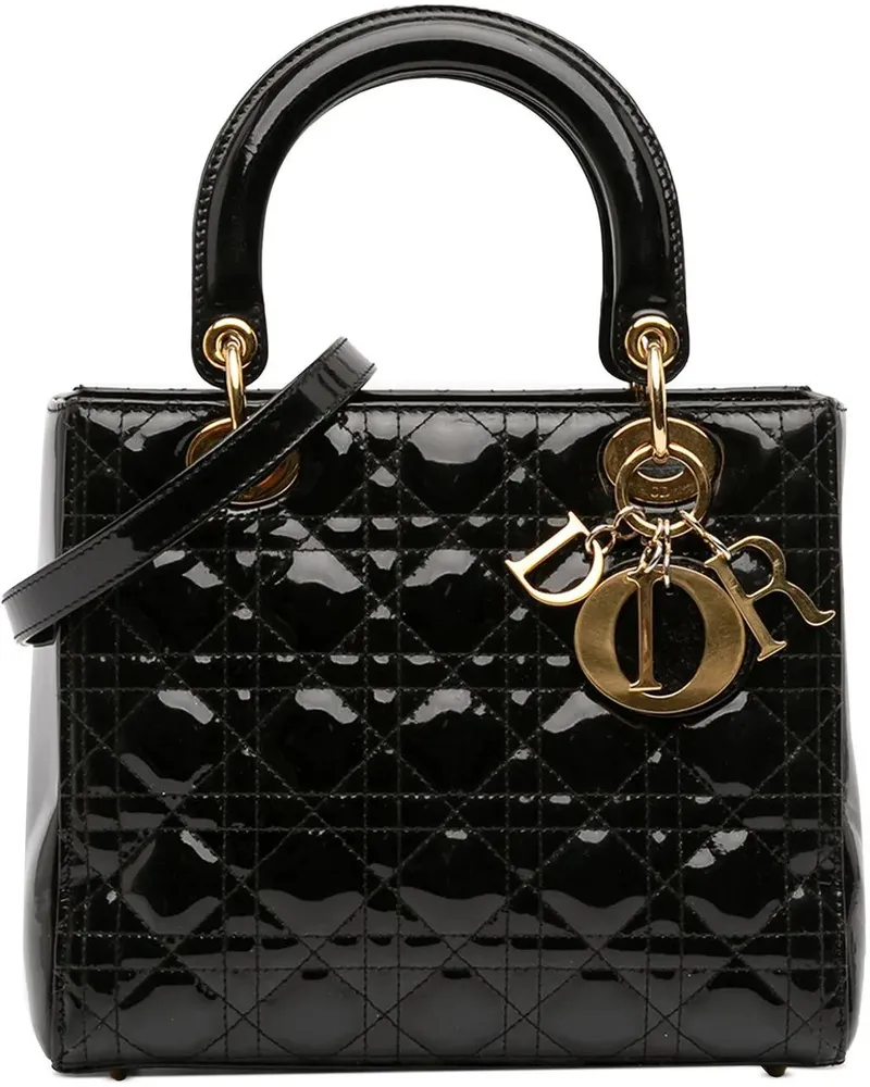 Dior Hobo Bags Medium Patent Cannage Lady Dior schwarz Schwarz