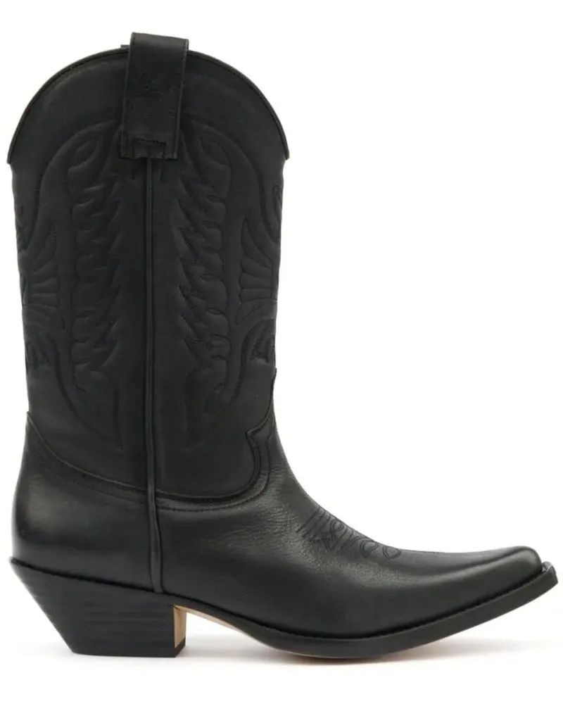 Maison Margiela Stiefel Pointed Toe Leather Boots With Double Pull-Tabs schwarz Schwarz