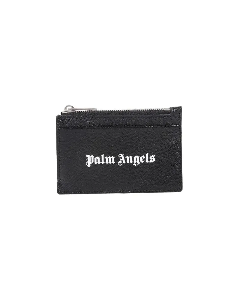 Palm Angels Portemonnaies Zip Card Holder Caviar schwarz Schwarz