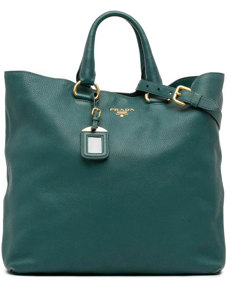 Prada Hobo Bags Vitello Daino Open Convertible Tote blau Blau