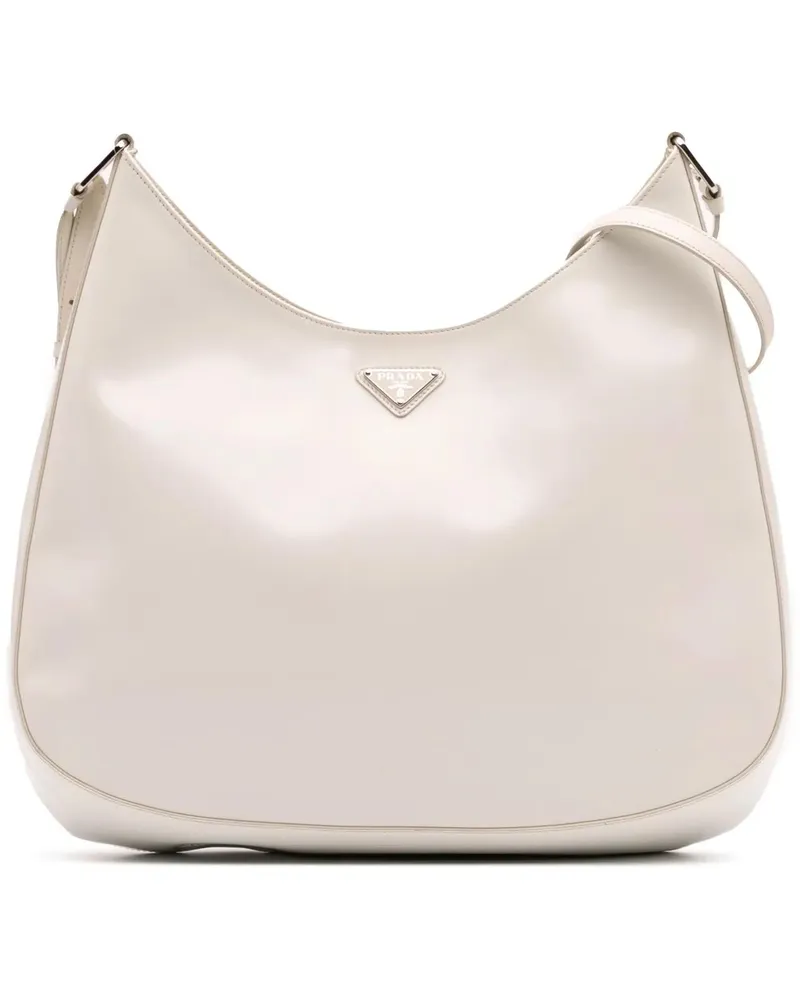Prada Hobo Bags Maxi Spazzolato Cleo Crossbody weiß Weiß