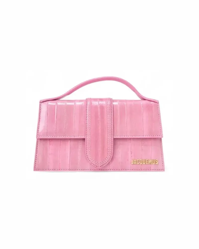 Jacquemus Crossbody Bags Pink Leather Handbag With Eel Motif And Gold Accen pink Rosa