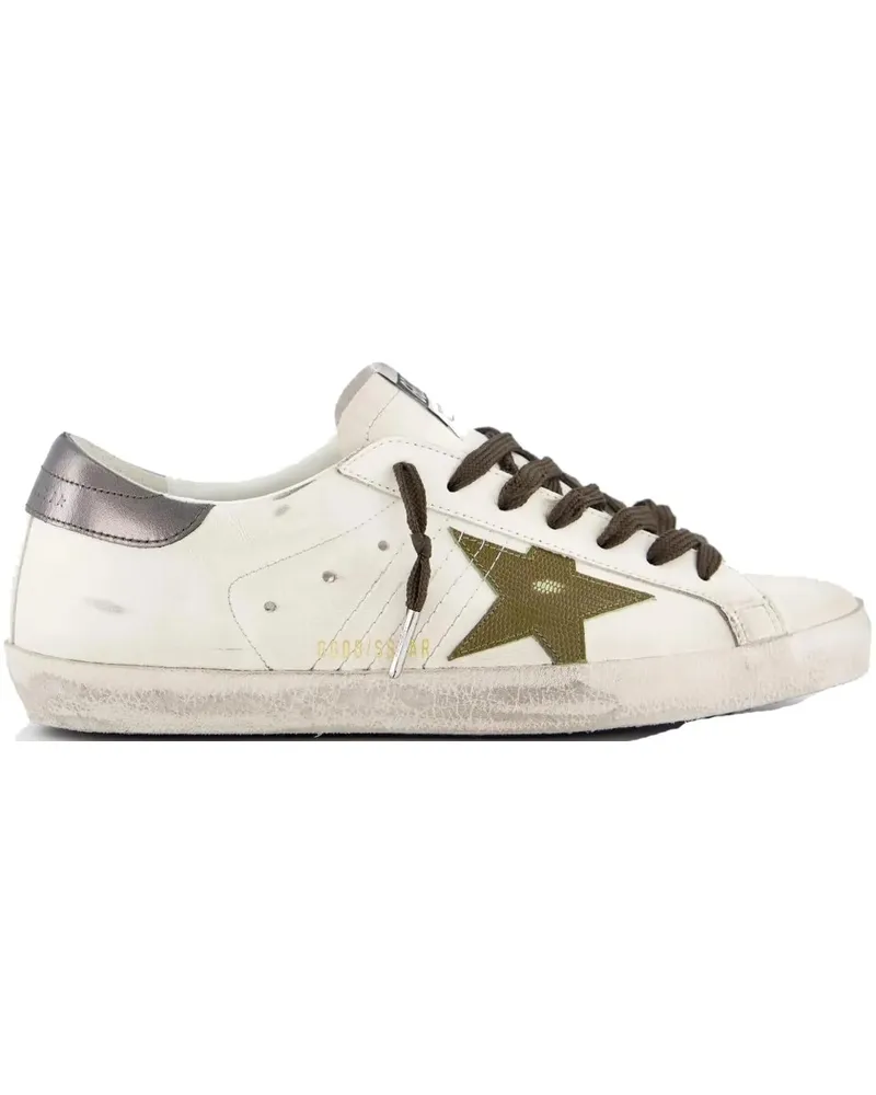 Golden Goose Low-Top Sneaker Heren Super-Star Sneaker Wit/Groen weiß Weiß