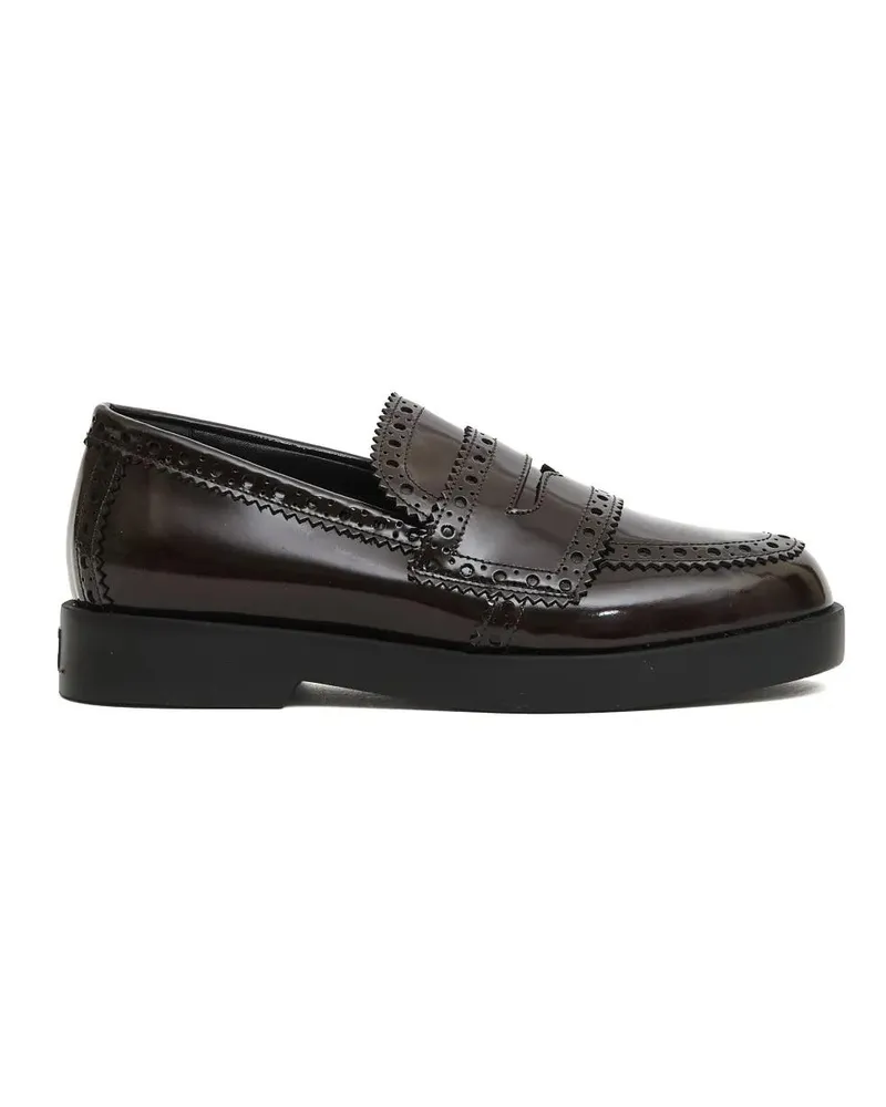 Attilio Giusti Leombruni Glossy Calf Leather Loafers With Brogue Detailing schwarz Schwarz