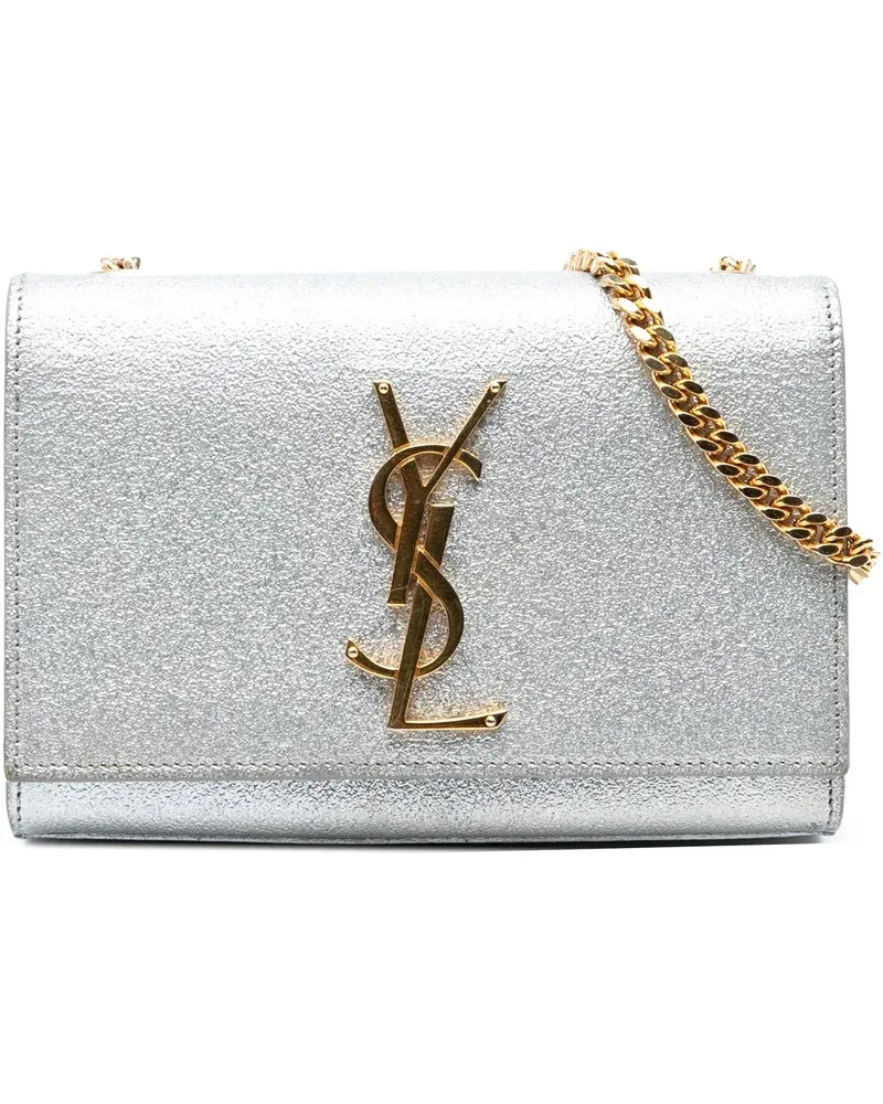 Saint Laurent Hobo Bags Small Metallic Calfskin Classic Monogram Kate Cros silberfarben Silber