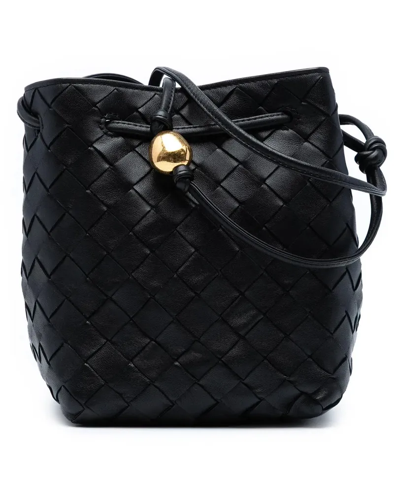 Bottega Veneta Hobo Bags Small Nappa Intrecciato Bucket Bag schwarz Schwarz