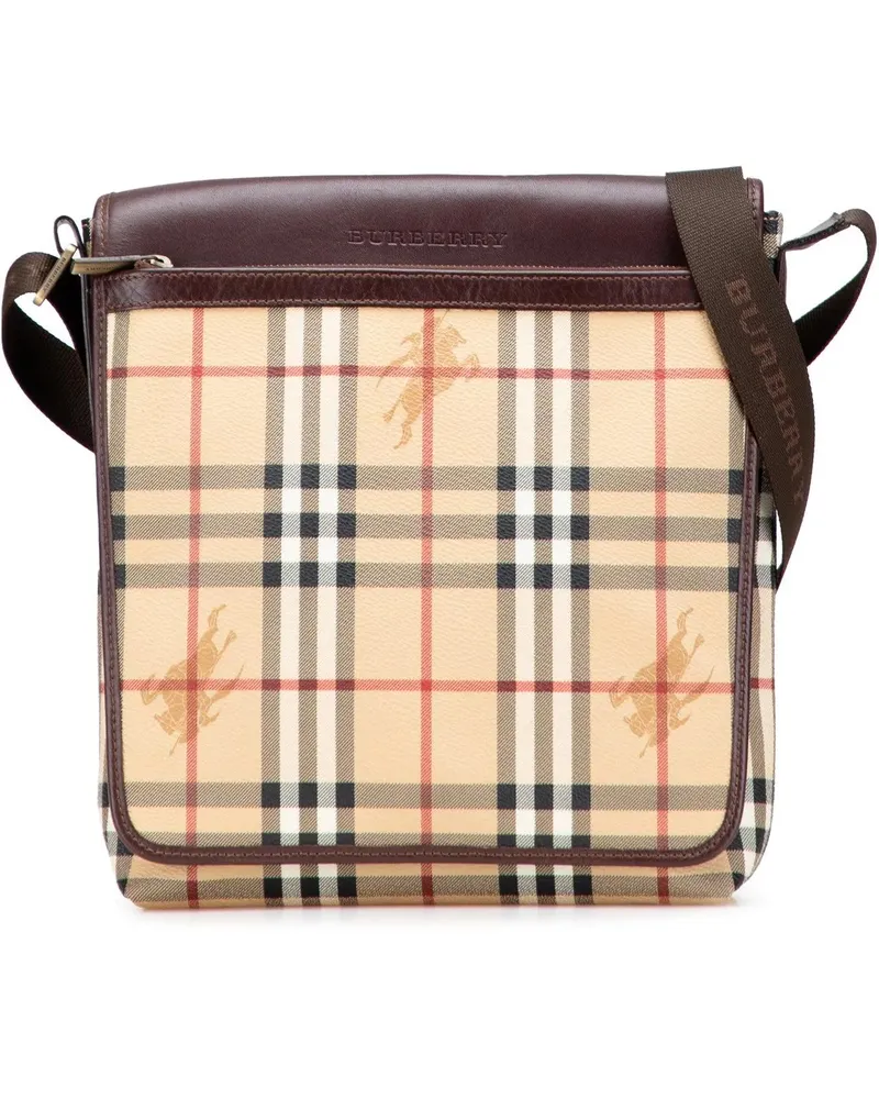 Burberry Hobo Bags Haymarket Check Coated Canvas Crossbody braun Braun