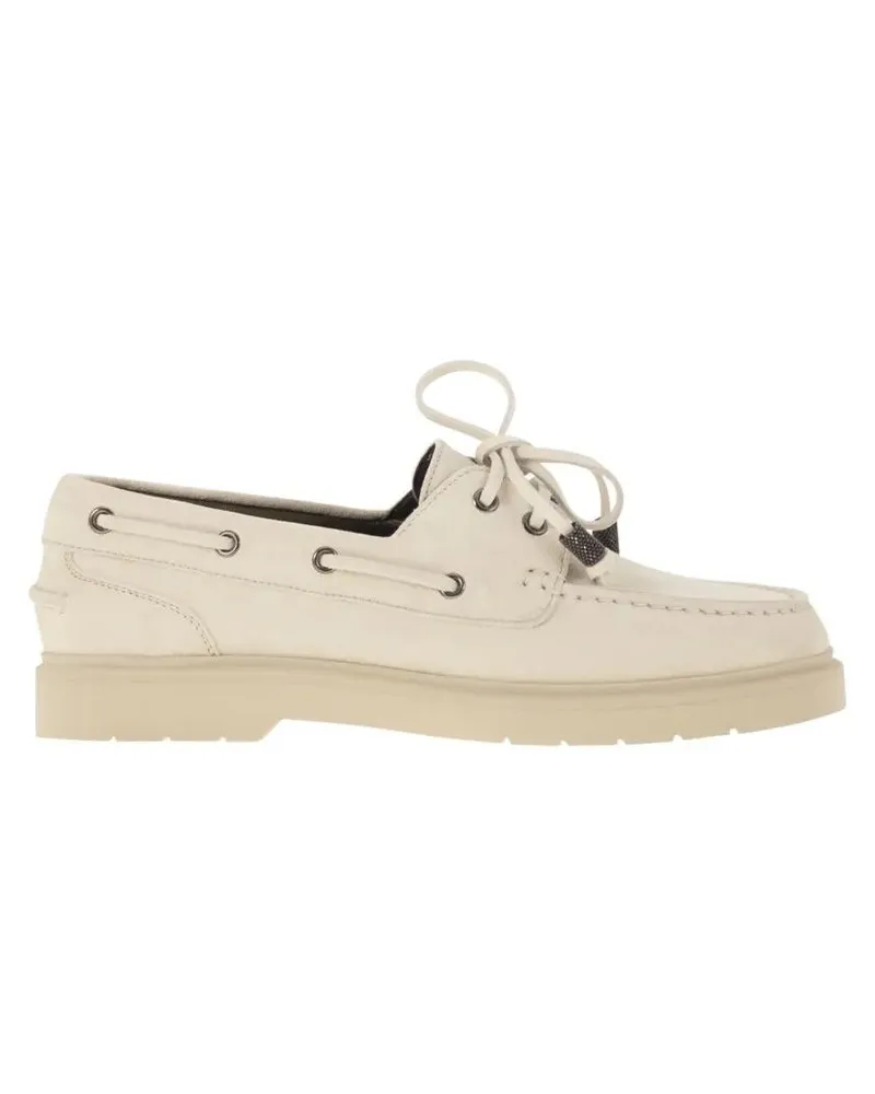 Brunello Cucinelli Penny Loafer Sail In Camoscio Con Shiny Aglets beige Beige