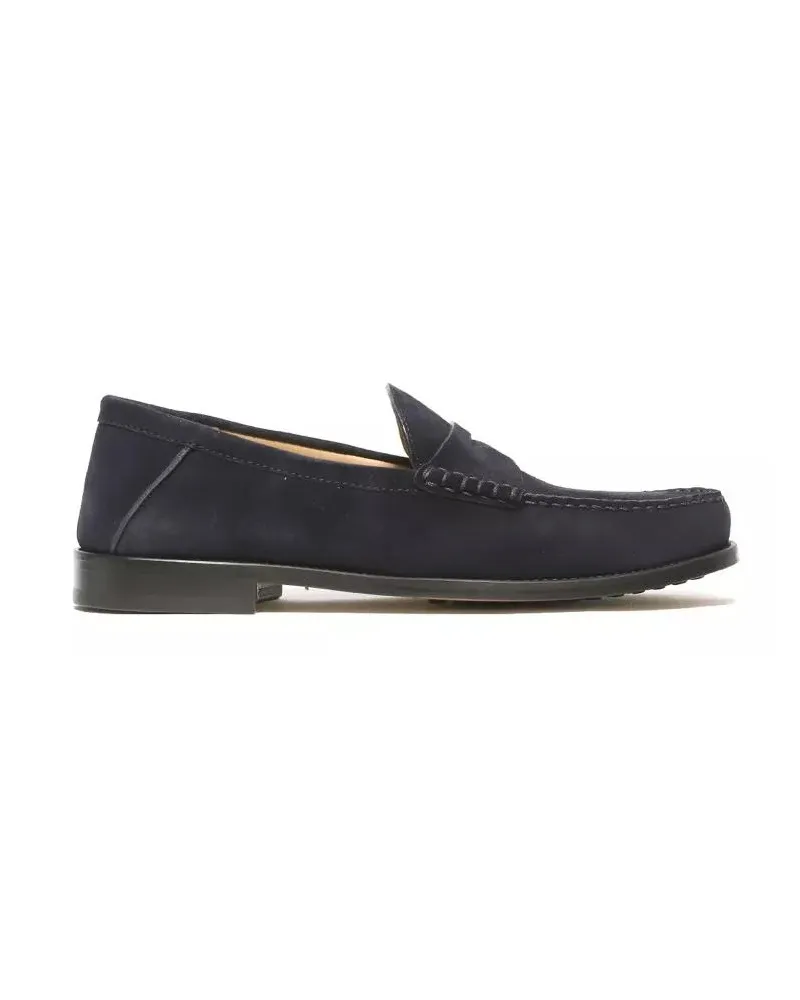 Rossano Bisconti Loafer Moccasin In Soft Navy Blue Suede blau Blau