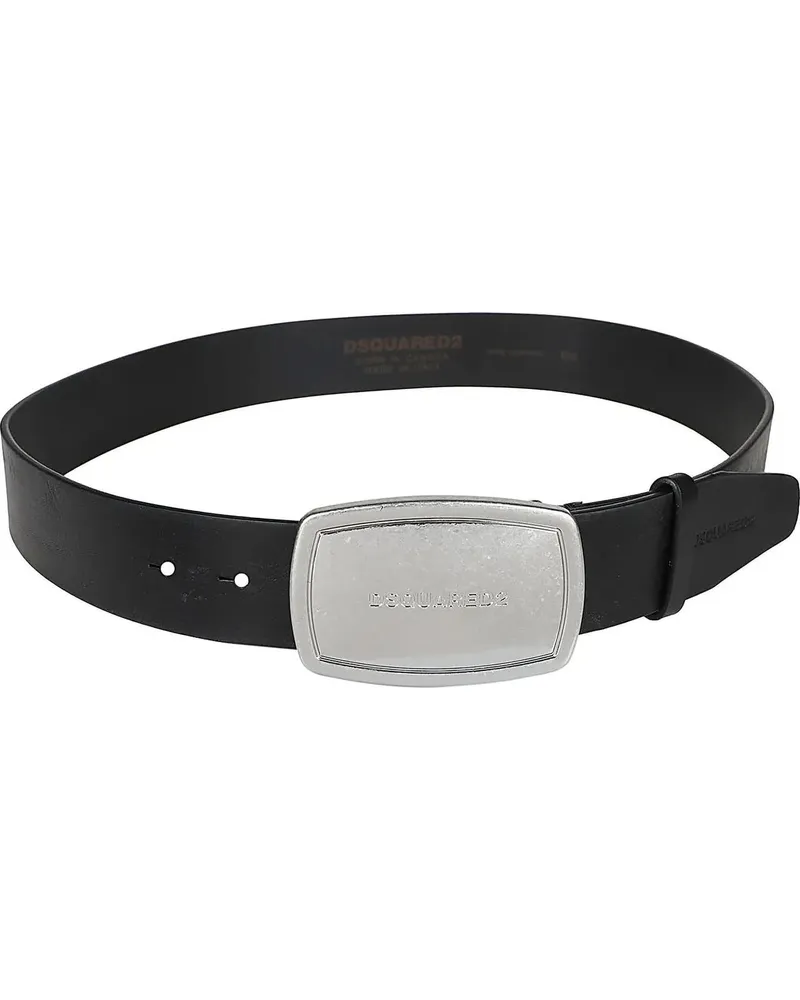Dsquared2 Gürtel Logo Plaque Belt Black schwarz Schwarz