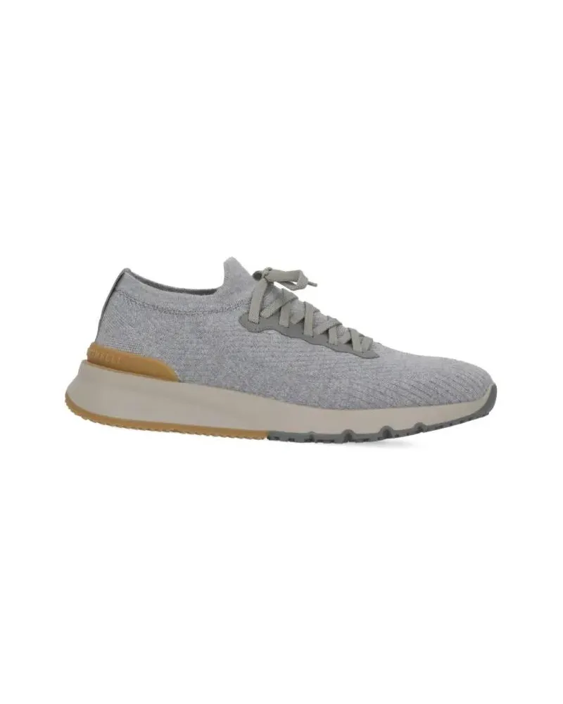 Brunello Cucinelli Low-Top Sneaker Wool Knitted Sneakers With Raised Logo grau Grau