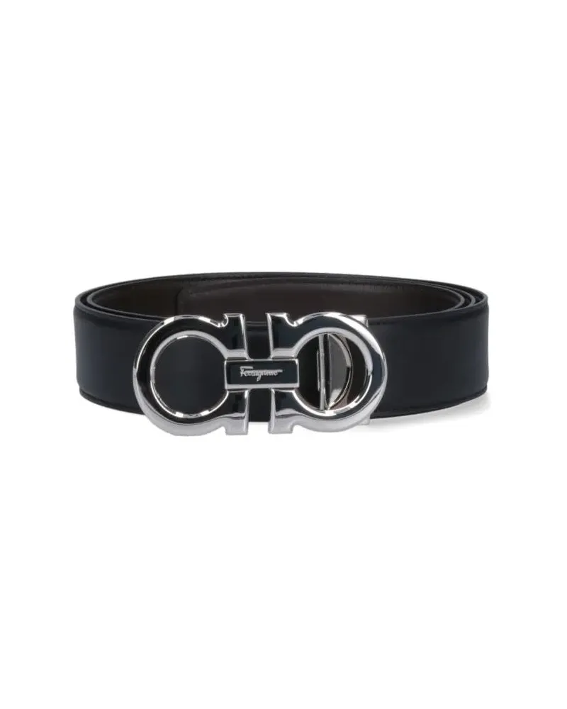 Ferragamo Gürtel "Gancini" Reversible Belt Black schwarz Schwarz