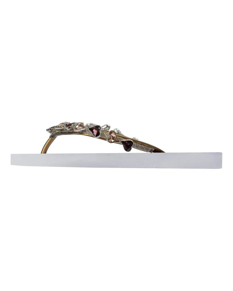 uzurii Slipper & Pantoletten Zehentrenner Heart Bronze weiß Weiß