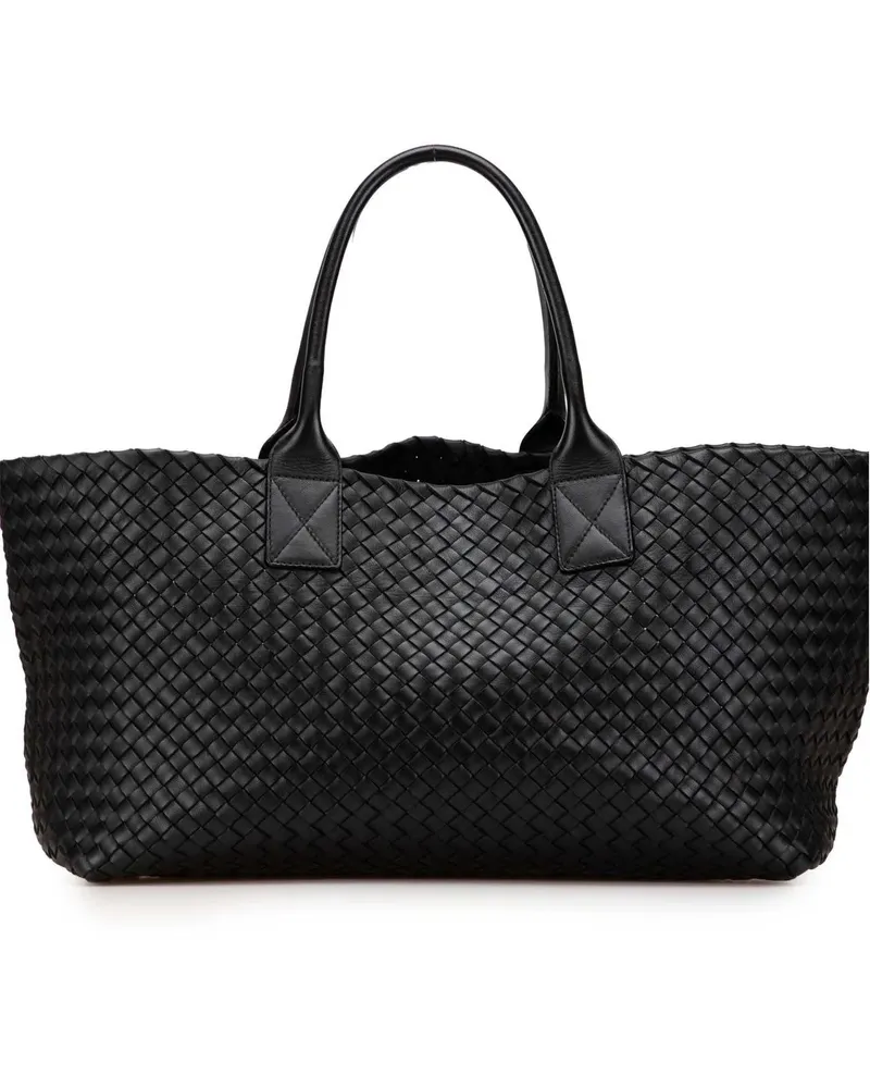 Bottega Veneta Shopper Medium Lambskin Intreccio Cabat Tote schwarz Schwarz