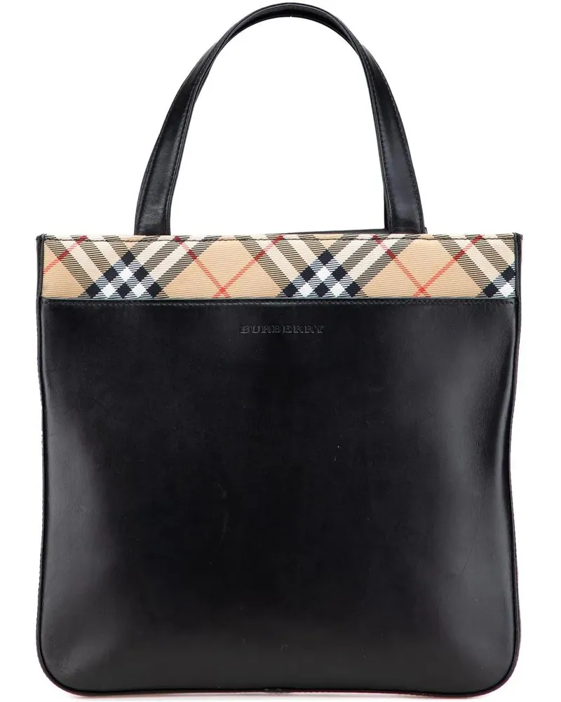 Burberry Crossbody Bags Nova Check Trimmed Leather Handbag schwarz Schwarz