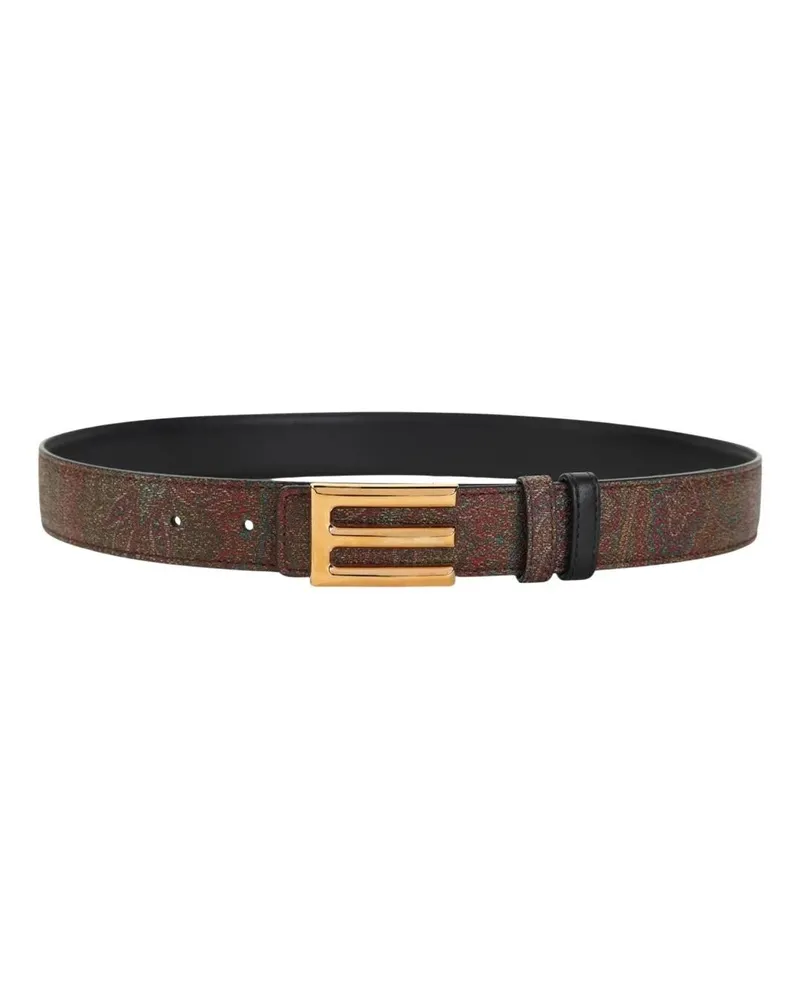 Etro Gürtel Black Logo Buckle Belt braun Braun