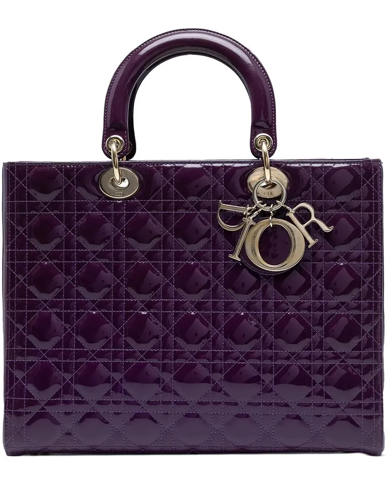 Dior Hobo Bags Large Patent Cannage Lady Dior orange Orange