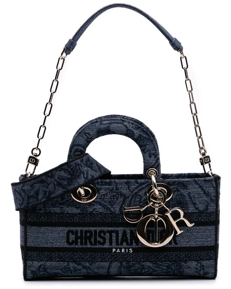 Dior Hobo Bags Medium Canvas Embroidered Toile De Jouy Lady D Joy blau Blau