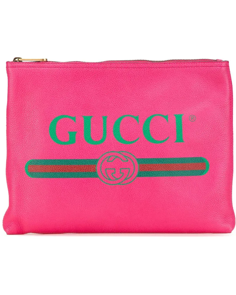Gucci Clutches 2016-2024 Medium Leather Logo Portfolio Clutch rosa Gold