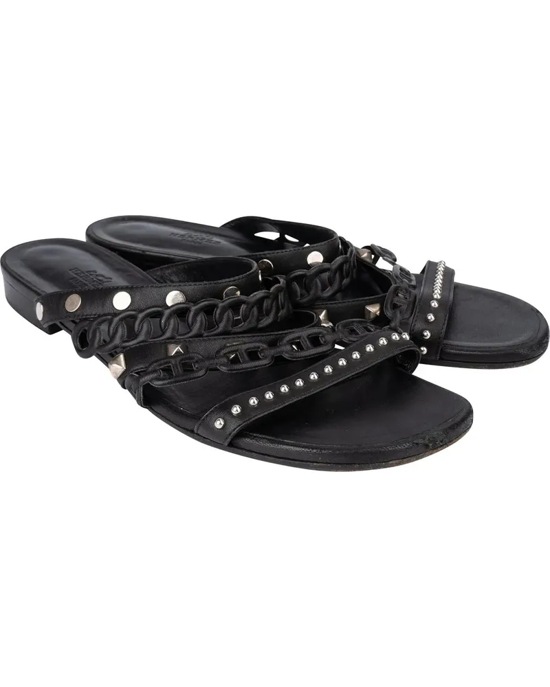 Hermès Crossbody Bags Hermes Black Leather Sandals (38,5) schwarz Schwarz