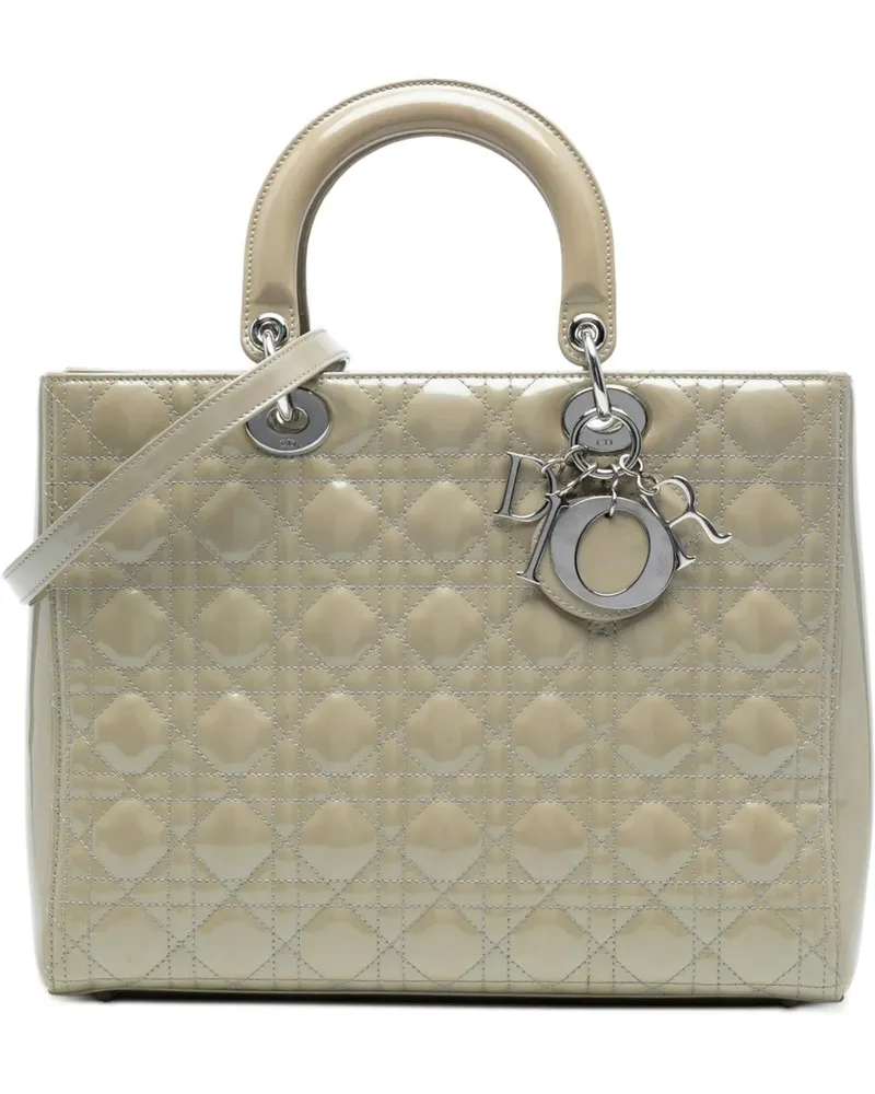 Dior Hobo Bags Large Patent Cannage Lady Dior braun Braun