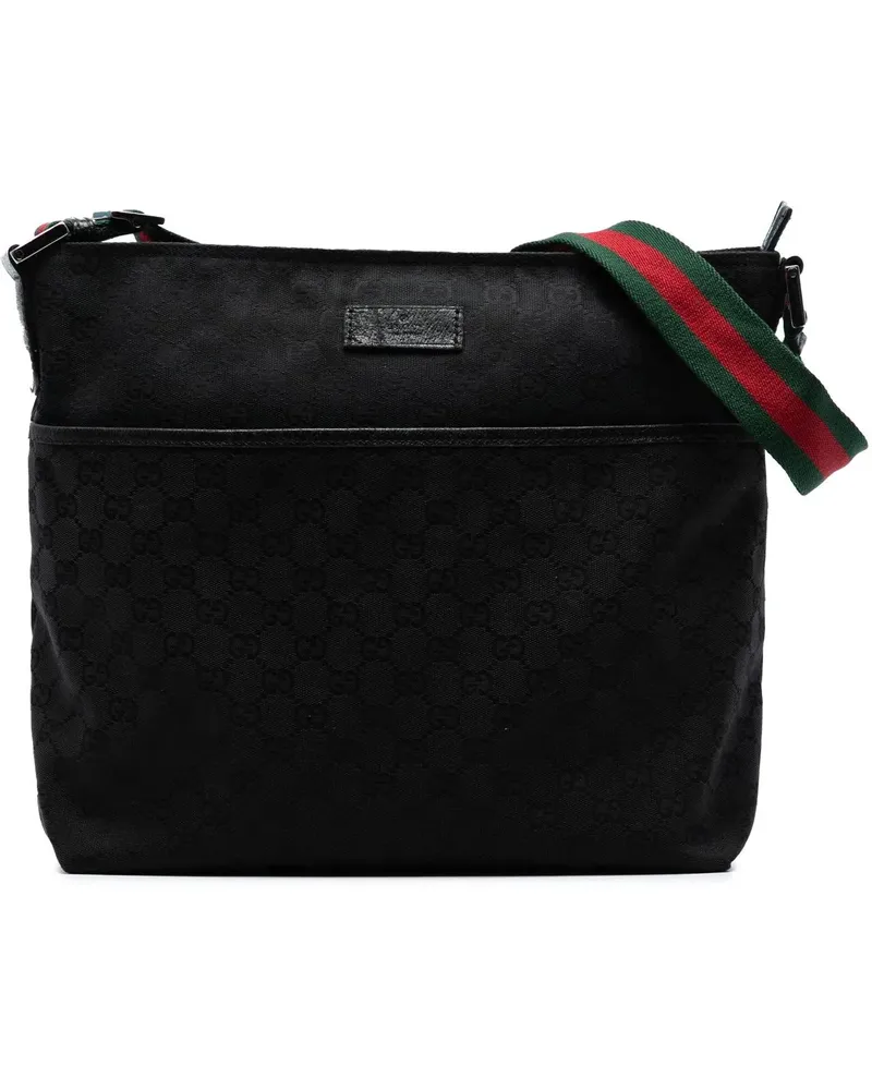 Gucci Hobo Bags GG Canvas Web Crossbody schwarz Schwarz
