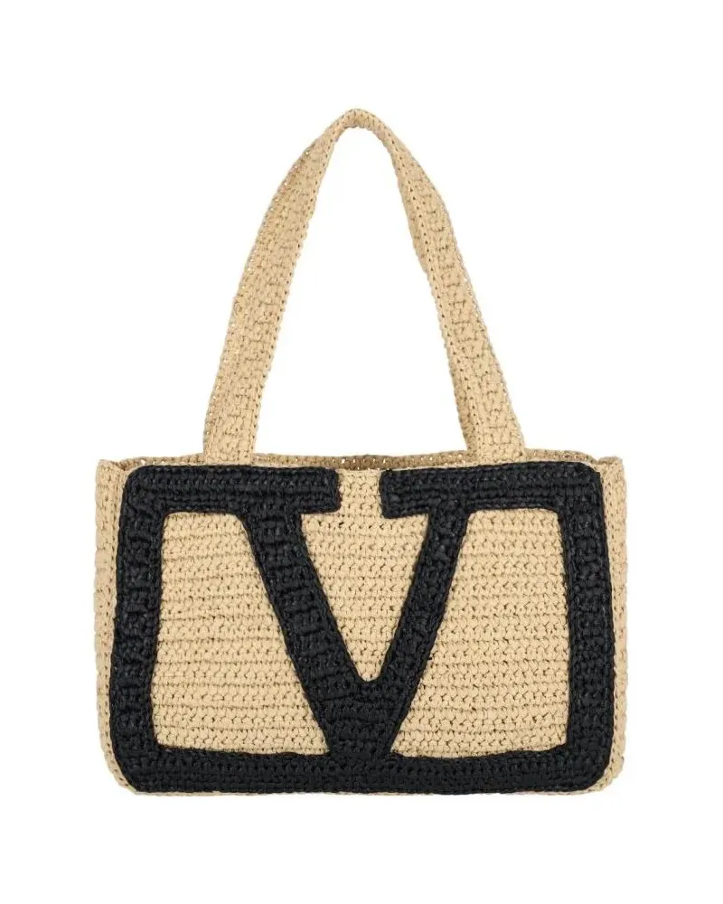 Valentino Garavani Shopper & Totes Woven Beige Tote Bag With Prominent Vlogo Signatur beige Beige