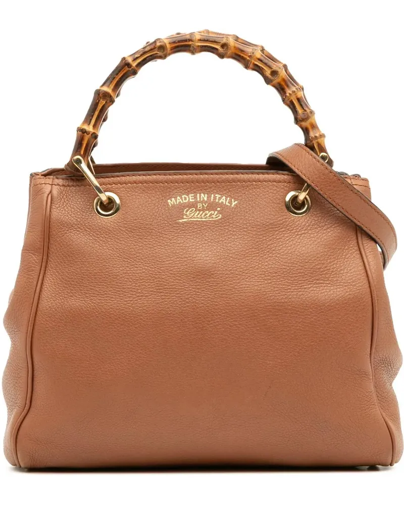 Gucci Hobo Bags Small Calfskin Bamboo Shopper Satchel braun Braun